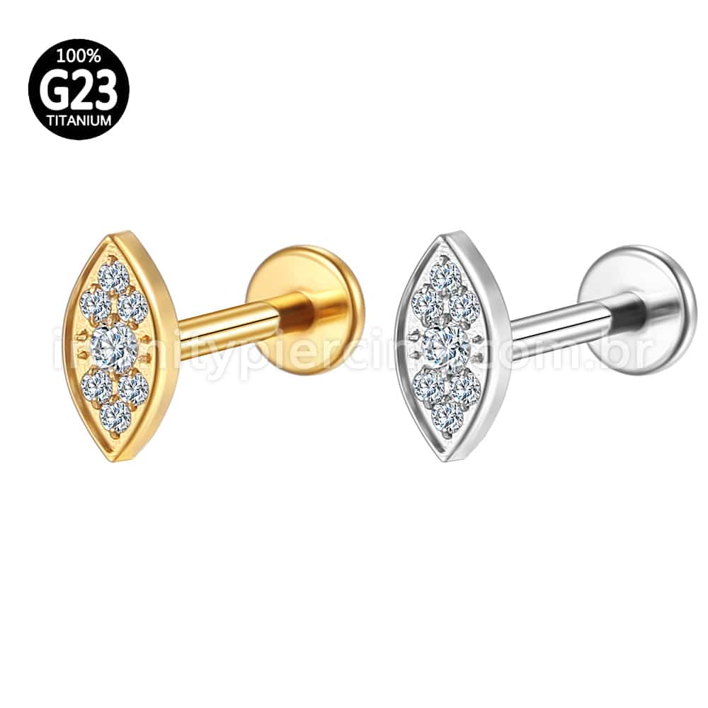 Piercing Labret Titânio Indiano Olho Zircônia